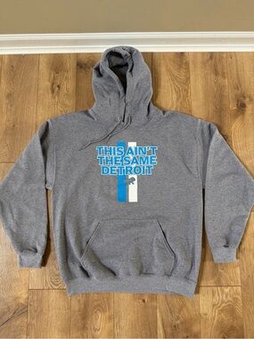 Detroit Lions Football Hoodie Men’s Pullover Size Large Grey Blue White